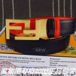 AAA Fake Fendi Reversible Black And Red Leather Belt With Gold Buckle